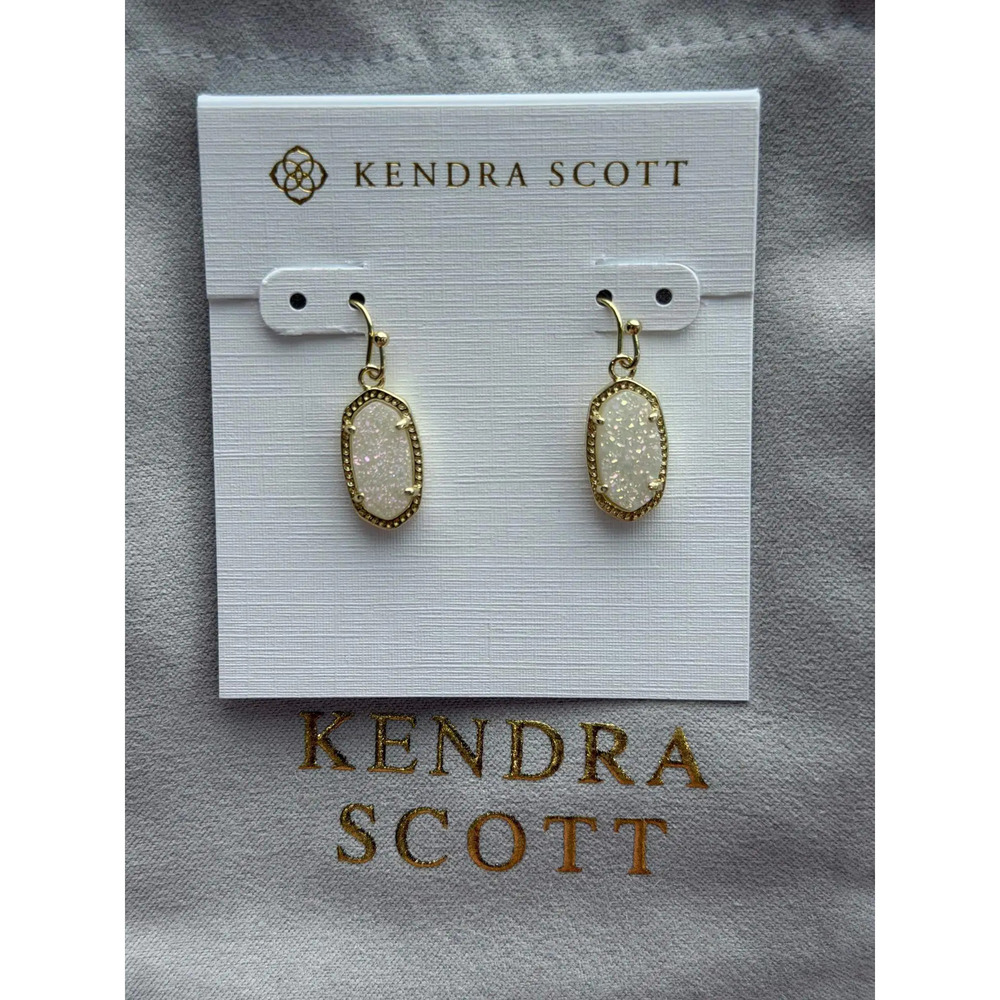 Kendra Scott Lee White Crystal Cluster Teardrop Earrings